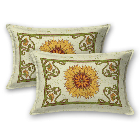 SheetKart Sunflower Mandala 100% Cotton Double Bedsheet Jaipuri Printed Bed Cover King Size with 2 Pillow Covers, Yellow 