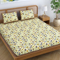 SheetKart Blossoms 100% Cotton Bedsheet for Double Bed, Jaipuri Printed Traditional Hand Screen Printed Bed Sheet with 2 Pillow Covers, Beige