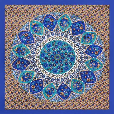 SheetKart Floral 144 TC 100% Cotton Jaipuri Printed Double Bedsheet with 2 Pillow Covers in Blue - SheetKart
