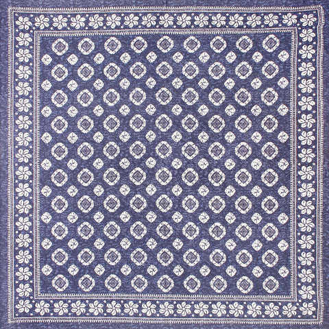 SheetKart 144 TC Cotton Floral Jaipuri Printed Double Bedsheet with 2 Pillow Covers, Dark Blue - SheetKart