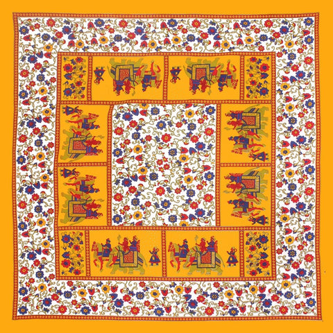 SheetKart Elephant Print Cotton Jaipuri Double Bedsheet with 2 Pillow Covers - SheetKart