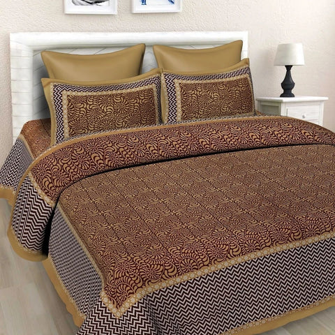 SheetKart Floral Cotton Jaipuri Double Bedsheet King Size with 2 Pillow Covers - SheetKart