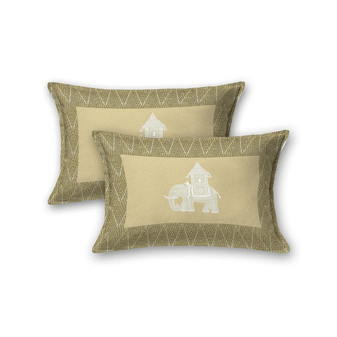 SheetKart Bedsheet for King Size Double Bed - Premium Traditional Elephant Printed 144 TC 100% Cotton with 2 Pillow Covers, Green - SheetKart