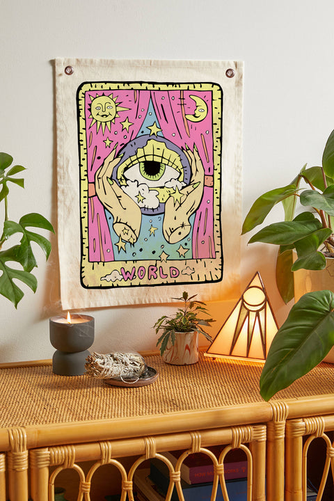 The Sun, World and Magician Tarot Tapestries - Aesthetic Bohemian Wall Hanging Tapestry for Bed Room Home Décor by SheetKart, Beige - SheetKart