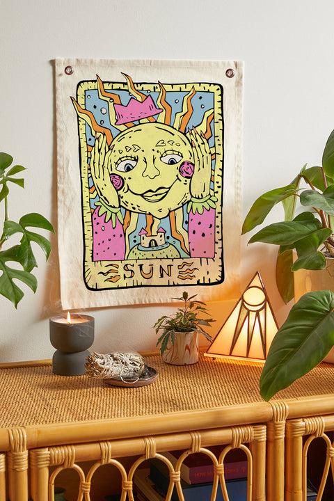 The Sun, World and Magician Tarot Tapestries - Aesthetic Bohemian Wall Hanging Tapestry for Bed Room Home Décor by SheetKart, Beige - SheetKart